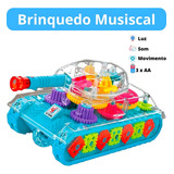 Brinquedo Carrinho Tanque Bate Volta Luz Som Engrenagem Led Cor Colorido Personagem Transparente colorido