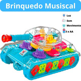 Brinquedo Carrinho Tanque Bate Volta Luz Som Engrenagem Led Cor Colorido Personagem Transparente colorido