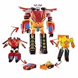 Brinquedo Carrinho Transformers 5 Em 1 Vira Robô Gigante De 29cm Carro Esportivo Trator De Esteira Bulldozer Robôs Combatentes