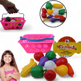 Brinquedo Cesta 12 Frutas E Legumes Feirinha Infantil Comida