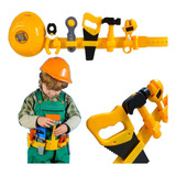 Brinquedo Cinturão E Capacete Com Ferramentas Infantil 9 Pcs