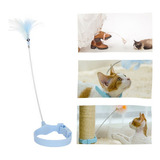Brinquedo Coleira Colar Gato Interativo Com Pena Sino Guizo Cor Azul celeste