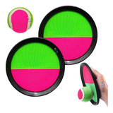 Brinquedo Conjunto Jogar Com 2 Pratos De Velcro E 1 Bolinha Cor Verde Com Rosa