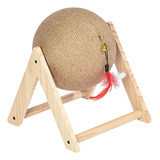 Brinquedo De Bola Para Arranhar Gato Suporte De Madeira Com