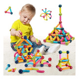 Brinquedo Educativo Blocos De Montar Por Imã Infantil 64 Pçs