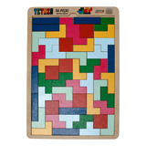 Brinquedo Educativo Jogo Tetris Madeira Combinação De Peças