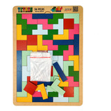 Brinquedo Educativo Jogo Tetris Madeira Combinação De Peças