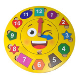 Brinquedo Educativo Pedagógico Em Madeira Relógio De Encaixe
