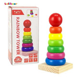 Brinquedo Educativo Torre Rainbow Pirâmide Encaixes