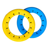 Brinquedo Frisbee Cachorro Kit 2x Disco Flutuante Ergonômico Cor Azul E Amarelo