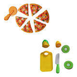 Brinquedo Frutas Legumes Pizza Cortar Velcro