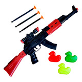 Brinquedo Fuzil Metralhadora Ak 47 Pressão Dardos 43 Cm