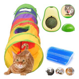 Brinquedo Gato Kit Túnel Abacate Catinp Escova De Canto Pets