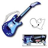 Brinquedo Guitarra Eletrônica Com Microfone Infantil Azul