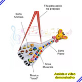 Brinquedo Guitarra Musical Girafa Som Animais Luz Infantil