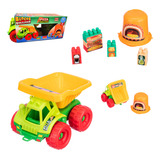 Brinquedo Infantil Caminhão Caçamba Blocos De Montar Pizza