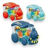 Brinquedo Infantil Colorido Kit 3 Trenzinhos A Fricção Com Engrenagens E Movimento