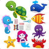 Brinquedo Infantil Costura Mágica Kit De Criação Montessori Cor Sereia Animais Marinhos
