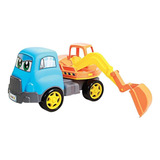 Brinquedo Infantil Escavadeira Carrinho Maral Caixa Cor Azul laranja