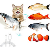 Brinquedo Interativo Gatos Cães Peixe Elétrico Recarregável Cor Azul E Branco