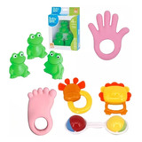 Brinquedo Kit Bebê Chocalho E Mordedor De Silicone 8 Peças