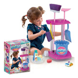 Brinquedo Kit De Limpeza Infantil Vassoura Pá Rodo