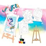 Brinquedo Kit De Pintura Infantil Cavalete Avental Unicórnio 