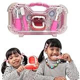Brinquedo Kit Maleta Dentista Medico Infantil Mini Doutor Com Acessórios Dentes Escova Médico Medica Para Menina Menino 3 Anos Rosa 