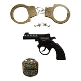 Brinquedo Kit Policial Algemas  Arminha Fantasia  Distintivo