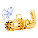 Brinquedo Lança Bolha De Sabão Pistola Arma Metralhadora Cor Dourado