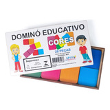 Brinquedo Madeira Dominó Jogo Educativo Pedagogico Cores 28p