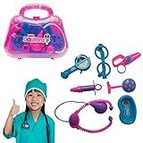 Brinquedo Maleta Kit Médica Médico Com Acessórios Mini Doutor Infantil Menina Rosa Menino Presente Para Criança Rosa 