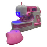 Brinquedo Maquina De Costura Infantil Conjunto Mini Ateliê Cor Branco E Rosa
