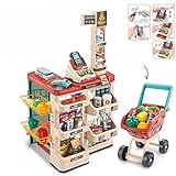 Brinquedo Mercadinho Infantil Supermercado Com Caixa Registradora E Carrinho Luz E Som 48 Peças