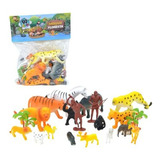Brinquedo Miniatura Kit 12 Animais Floresta Selvagem