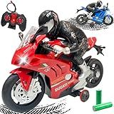 Brinquedo Moto Controle Remoto Diversão Em Duas Rodas Com Som E Led Controle Com 2 Movimentos 360 Alta Velocidade E Adrenalina Radical Carrinho Recarregável Vermelho