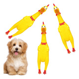 Brinquedo Para Cachorro Frango De Borracha M Com Apito 3 Uni