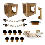 Brinquedo Parquinho De Gatos 15 Pçs 2 Nicho ponte arranhador