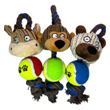 Brinquedo Pelucia Pet Caes Cachorro Modelos C Bola E Corda