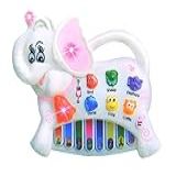 Brinquedo Pianinho Musical Baby Infantil Som Bichos Elefante Branco Bebê Com Músicas