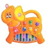 Brinquedo Pianinho Musical Baby Infantil Som Bichos Elefante Laranja Teclado Babê Com Músicas