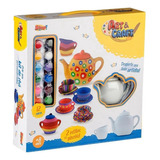Brinquedo Pintura Kit Chá Cerâmica Art E Craft Tintas Pincel