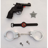 Brinquedo Policial Kit Algemas Arminha distintivo relogio
