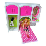 Brinquedo Quarto De Boneca Armário Caminha Acessórios