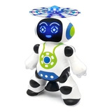 Brinquedo Robô Dança Gira 360 Graus Robot Som E Luz Cor Branco Personagem Branco