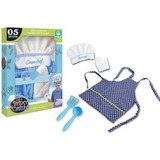 Brinquedo Roupa De Chef De Cozinha Cozinheiro Infantil Azul