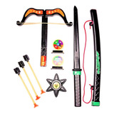 Brinquedo Samurai Ninja Infantil Kit 9 Peças Arco E Flecha