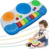 Brinquedo TAMBOR Teclado MUSICAL LUZ E SOM DOS ANIMAIS Bateria PIANO PARA CRIANÇAS MUSICA EDUCATIVO BATERIA ESTIMULA APRENDIZADO SENTIDOS BEBES 30CM