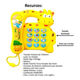 Brinquedo Telefone Infantil Musical Bebê Educativo Girafinha Cor Amarelo N a
