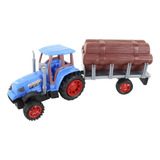 Brinquedo Trator Caçamba Madeira Miniatura Articulável Azul